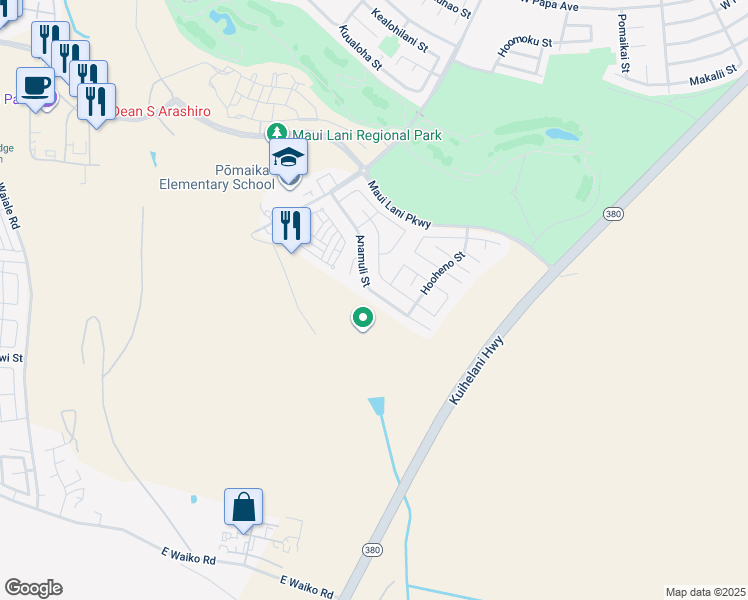 map of restaurants, bars, coffee shops, grocery stores, and more near 174 Anamuli Street in Kahului