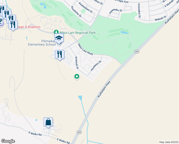map of restaurants, bars, coffee shops, grocery stores, and more near 162 Molehulehu Loop in Kahului