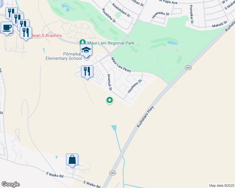 map of restaurants, bars, coffee shops, grocery stores, and more near 189 Anamuli Street in Kahului