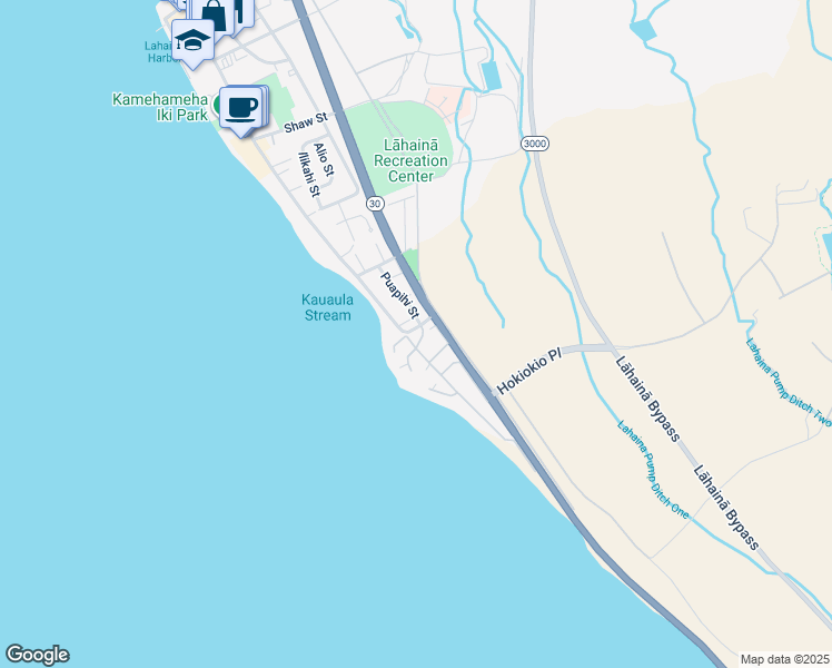 map of restaurants, bars, coffee shops, grocery stores, and more near 175 Pualoke Place in Lahaina