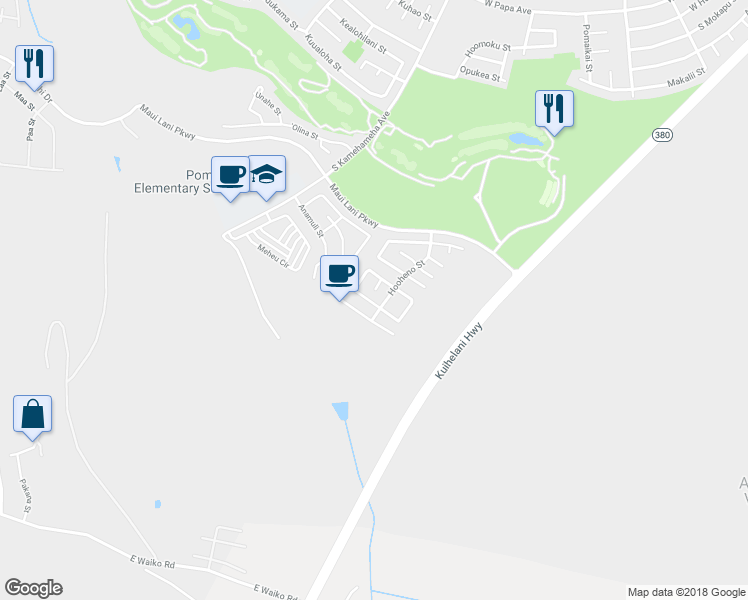 map of restaurants, bars, coffee shops, grocery stores, and more near 170 Molehulehu Loop in Kahului