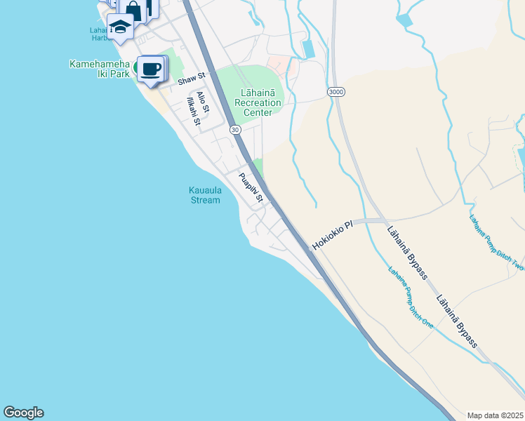 map of restaurants, bars, coffee shops, grocery stores, and more near 175 Pualoke Place in Lahaina