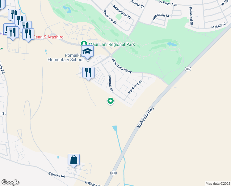 map of restaurants, bars, coffee shops, grocery stores, and more near 194 Anamuli Street in Kahului