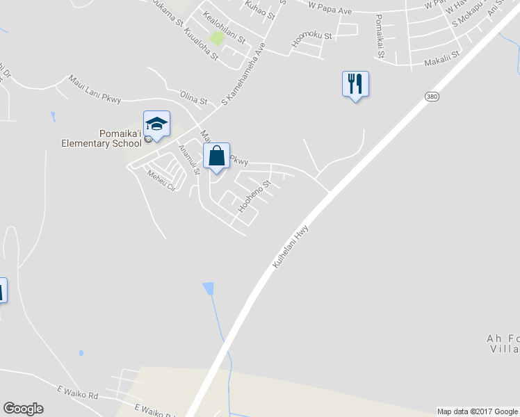 map of restaurants, bars, coffee shops, grocery stores, and more near 95 Molehulehu Loop in Kahului