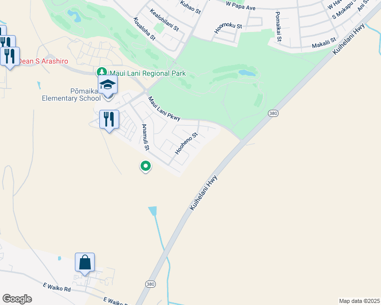 map of restaurants, bars, coffee shops, grocery stores, and more near 95 Molehulehu Loop in Kahului
