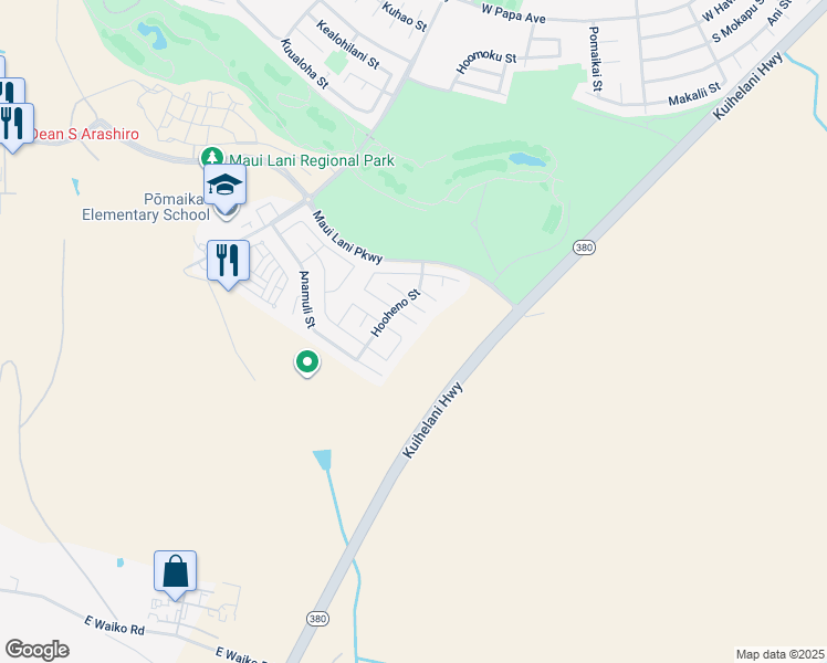 map of restaurants, bars, coffee shops, grocery stores, and more near 48 Henohea Place in Kahului