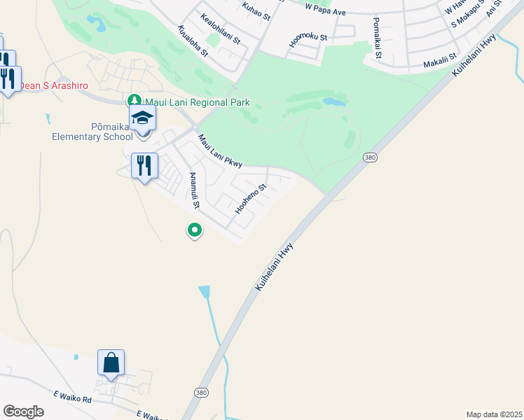 map of restaurants, bars, coffee shops, grocery stores, and more near 48 Henohea Place in Kahului