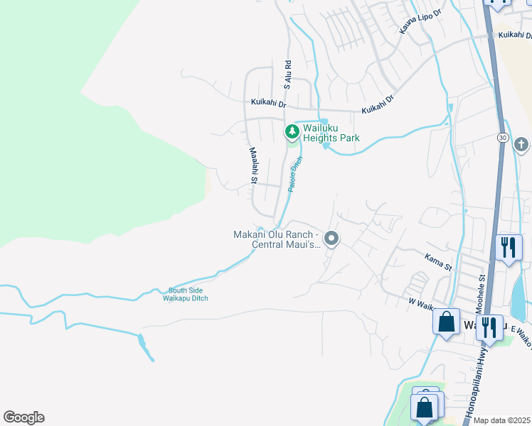 map of restaurants, bars, coffee shops, grocery stores, and more near 797 Maalahi Street in Wailuku