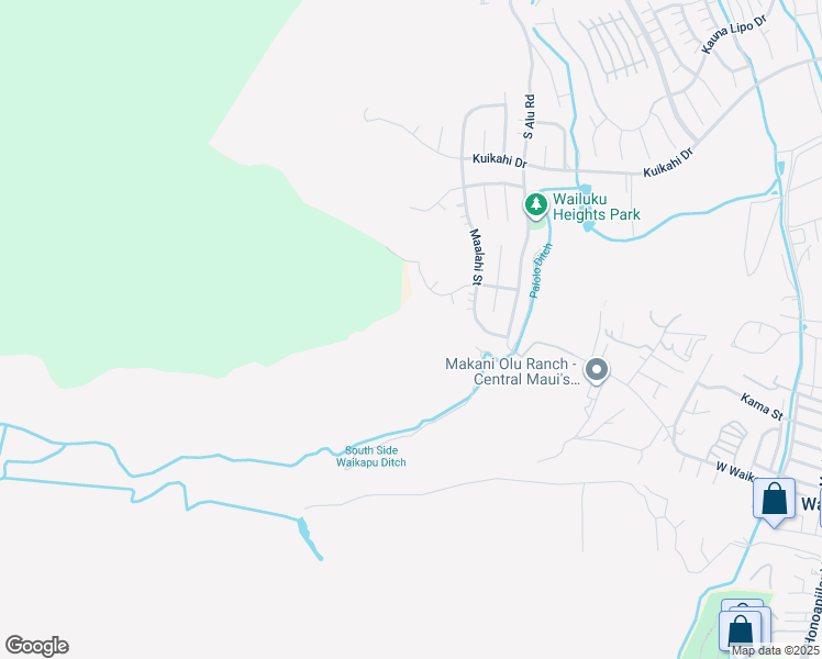 map of restaurants, bars, coffee shops, grocery stores, and more near Maalahi Street in Wailuku