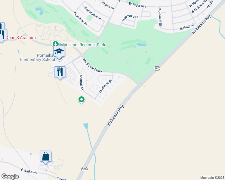 map of restaurants, bars, coffee shops, grocery stores, and more near 60 Henohea Place in Kahului