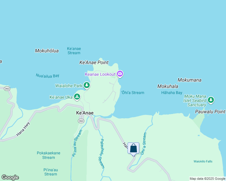 map of restaurants, bars, coffee shops, grocery stores, and more near Keanae Road in Maui County