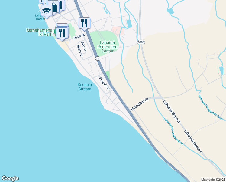 map of restaurants, bars, coffee shops, grocery stores, and more near 71 Puapake Place in Lahaina