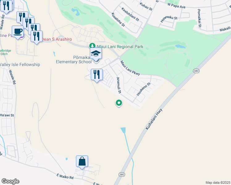 map of restaurants, bars, coffee shops, grocery stores, and more near 138 Kapela Place in Kahului