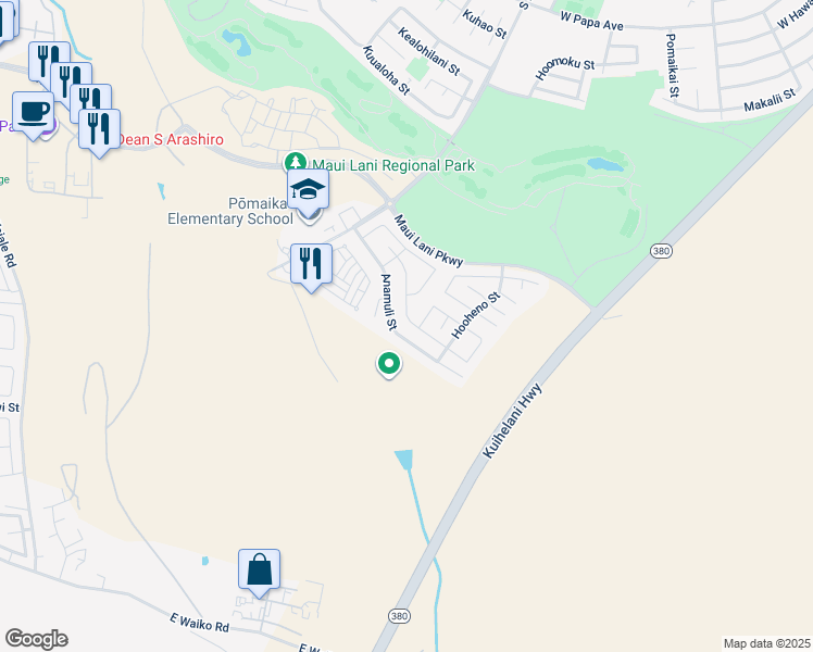 map of restaurants, bars, coffee shops, grocery stores, and more near 207 Molehulehu Street in Kahului