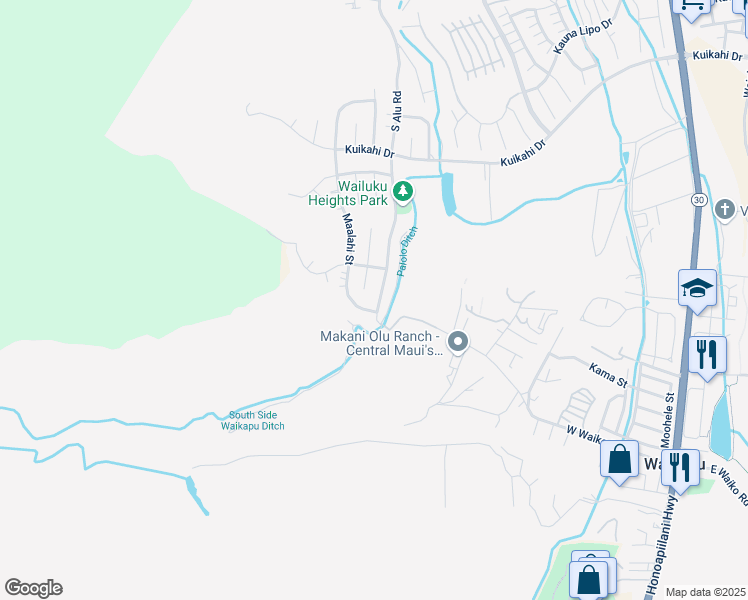 map of restaurants, bars, coffee shops, grocery stores, and more near 760 South Alu Road in Wailuku