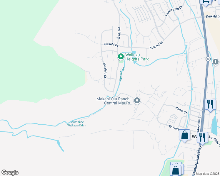 map of restaurants, bars, coffee shops, grocery stores, and more near 757 Kakalina Place in Wailuku