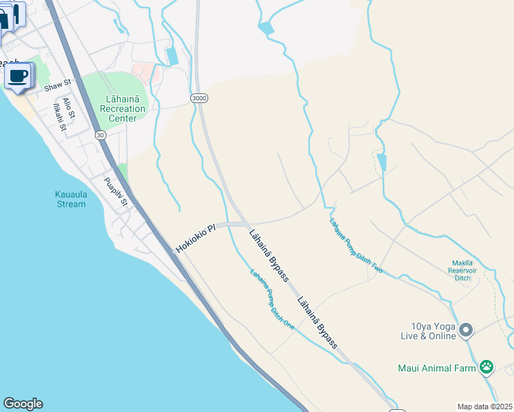 map of restaurants, bars, coffee shops, grocery stores, and more near 257 Hokiokio Place in Lahaina