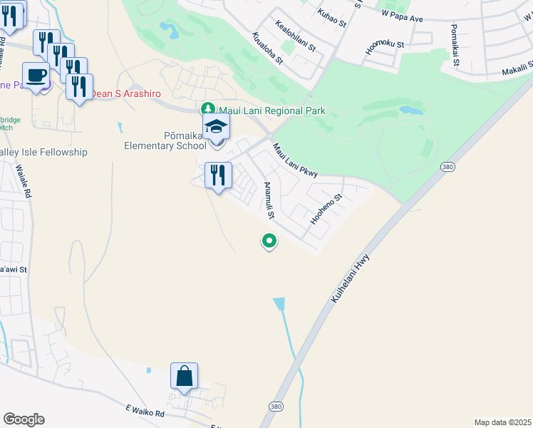 map of restaurants, bars, coffee shops, grocery stores, and more near 136 Anamuli Street in Kahului