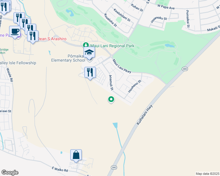 map of restaurants, bars, coffee shops, grocery stores, and more near 136 Anamuli Street in Kahului