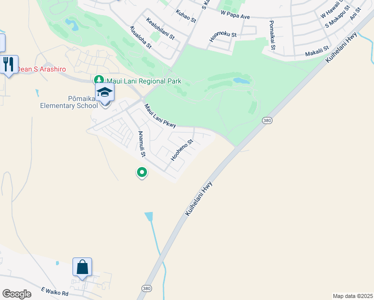 map of restaurants, bars, coffee shops, grocery stores, and more near 21 Henohea Place in Kahului