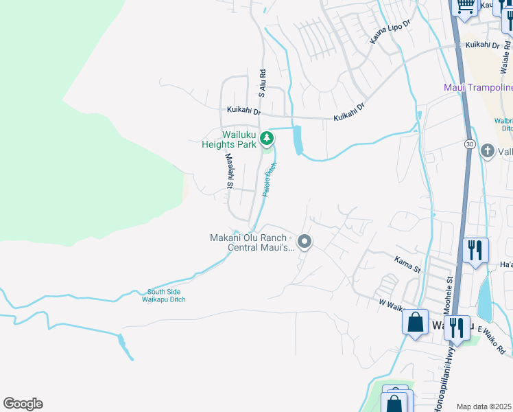 map of restaurants, bars, coffee shops, grocery stores, and more near 745 South Alu Road in Wailuku