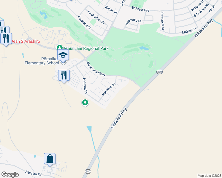 map of restaurants, bars, coffee shops, grocery stores, and more near 15 Henohea Place in Kahului