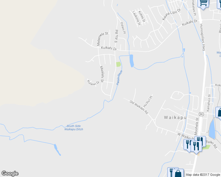 map of restaurants, bars, coffee shops, grocery stores, and more near 744 South Alu Road in Wailuku