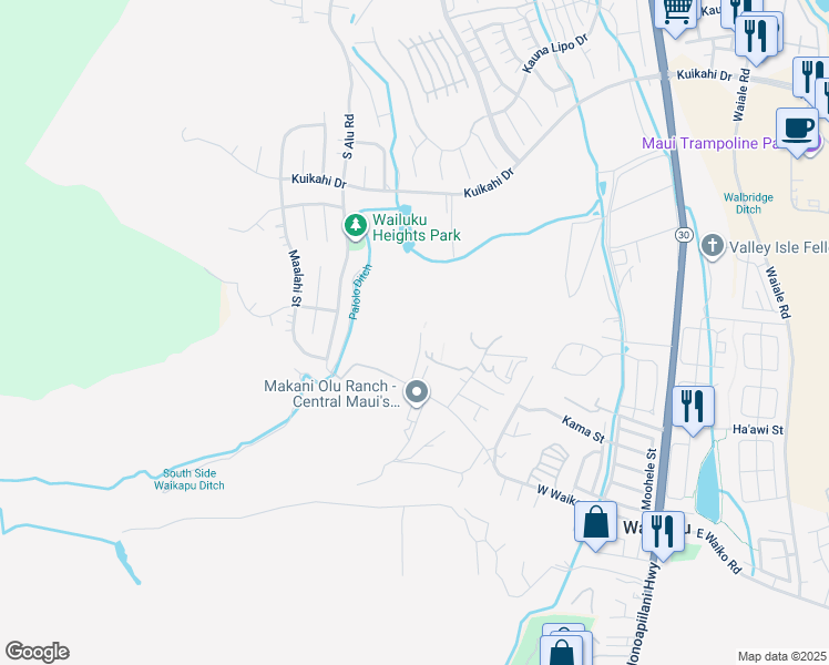map of restaurants, bars, coffee shops, grocery stores, and more near 382 West Waiko Road in Wailuku