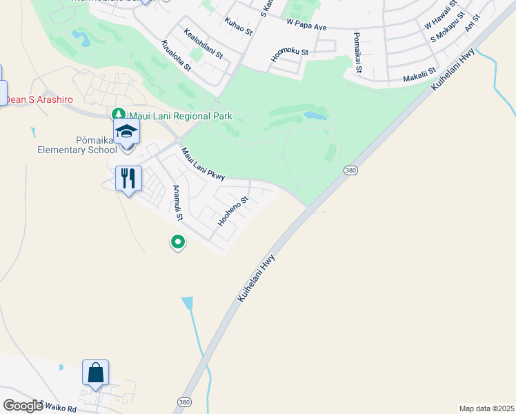 map of restaurants, bars, coffee shops, grocery stores, and more near 26 Hooui Place in Kahului