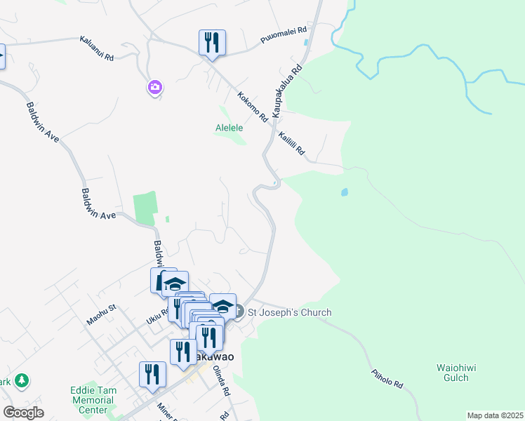 map of restaurants, bars, coffee shops, grocery stores, and more near 1565 Makawao Avenue in Makawao