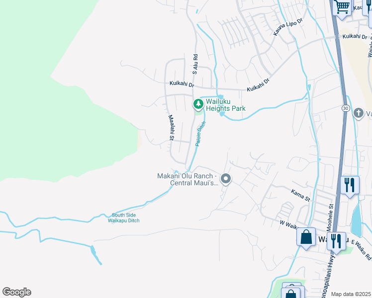 map of restaurants, bars, coffee shops, grocery stores, and more near 736 South Alu Road in Wailuku