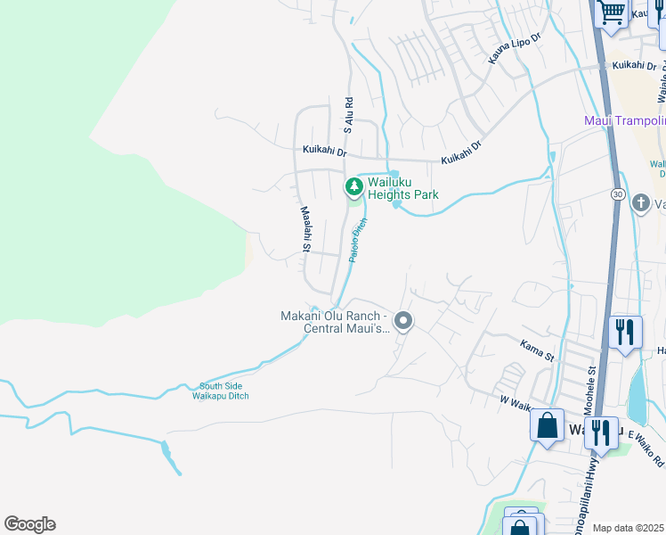 map of restaurants, bars, coffee shops, grocery stores, and more near 736 South Alu Road in Wailuku