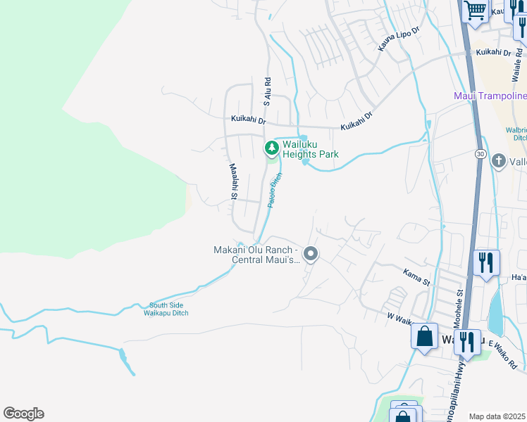map of restaurants, bars, coffee shops, grocery stores, and more near 729 South Alu Road in Wailuku