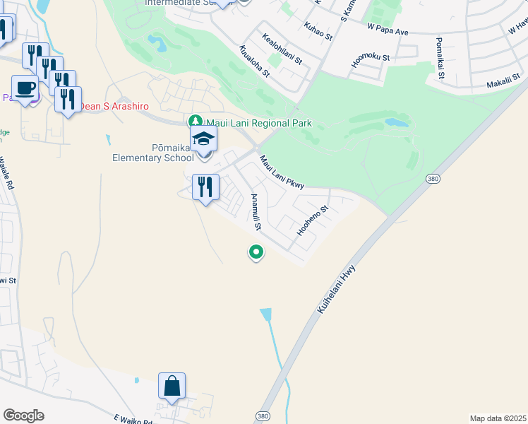 map of restaurants, bars, coffee shops, grocery stores, and more near 221 Molehulehu Street in Kahului