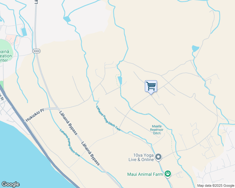 map of restaurants, bars, coffee shops, grocery stores, and more near 65 Wili Okai Way in Lahaina