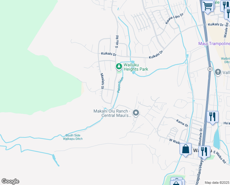 map of restaurants, bars, coffee shops, grocery stores, and more near 723 South Alu Road in Wailuku