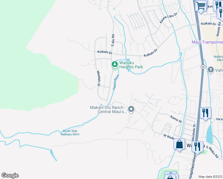 map of restaurants, bars, coffee shops, grocery stores, and more near 723 South Alu Road in Wailuku