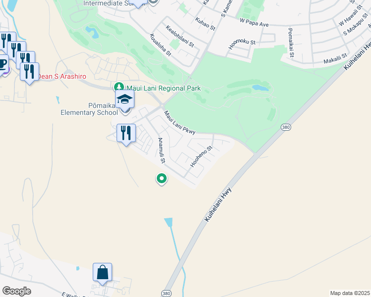 map of restaurants, bars, coffee shops, grocery stores, and more near 94 Papahi Loop in Kahului