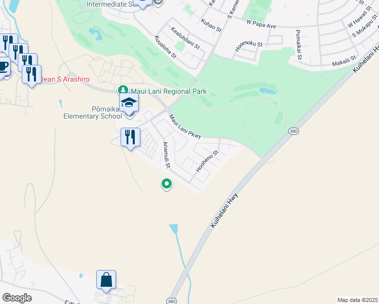 map of restaurants, bars, coffee shops, grocery stores, and more near 90 Papahi Loop in Kahului