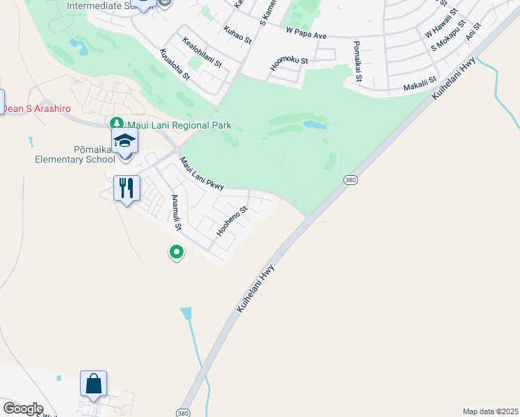 map of restaurants, bars, coffee shops, grocery stores, and more near 21 Wehi Way in Kahului