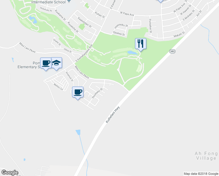 map of restaurants, bars, coffee shops, grocery stores, and more near 21 Wehi Way in Kahului