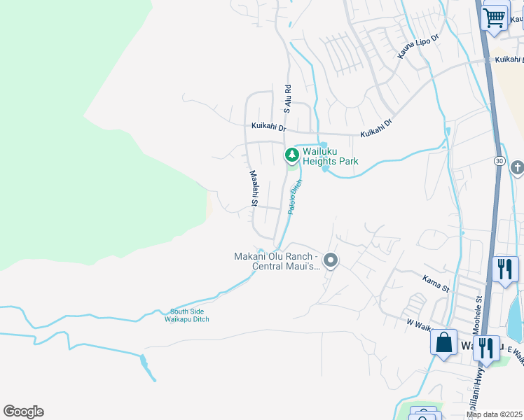 map of restaurants, bars, coffee shops, grocery stores, and more near 451 Kulaiwi Drive in Wailuku