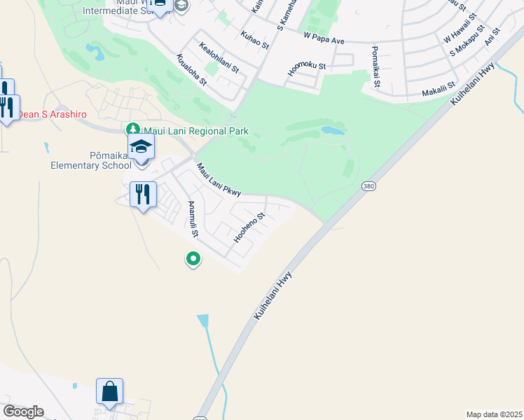 map of restaurants, bars, coffee shops, grocery stores, and more near 40 Hooheno Street in Kahului