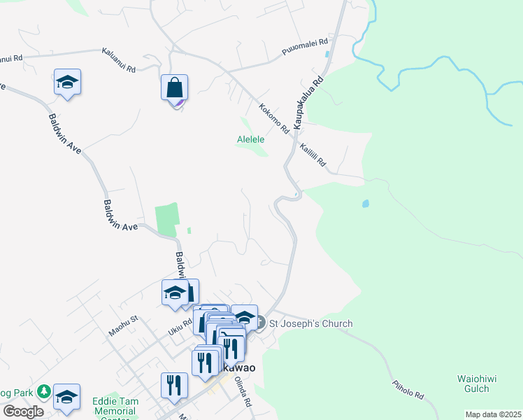 map of restaurants, bars, coffee shops, grocery stores, and more near 241 Kee Road in Makawao