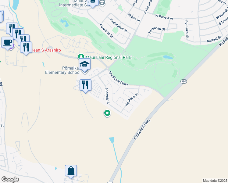 map of restaurants, bars, coffee shops, grocery stores, and more near 234 Molehulehu Street in Kahului