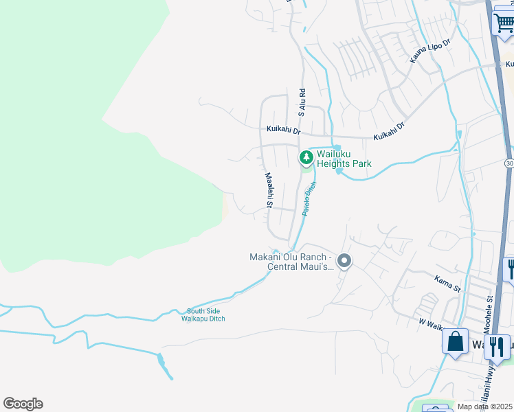 map of restaurants, bars, coffee shops, grocery stores, and more near 516 Kulaiwi Drive in Wailuku