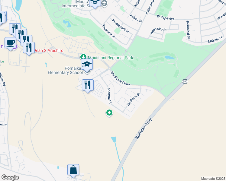 map of restaurants, bars, coffee shops, grocery stores, and more near 237 Molehulehu Street in Kahului