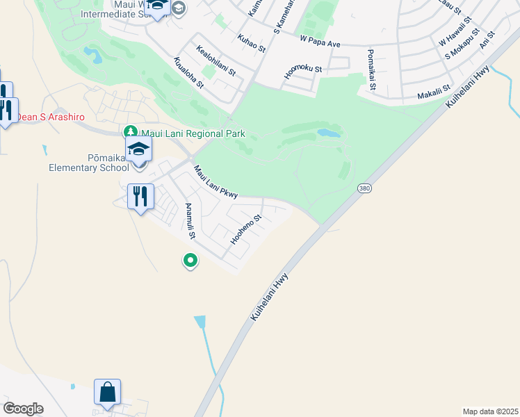 map of restaurants, bars, coffee shops, grocery stores, and more near 3 Papahi Loop in Kahului