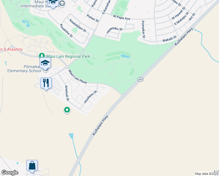 map of restaurants, bars, coffee shops, grocery stores, and more near 29 Ho'owehi Place in Kahului
