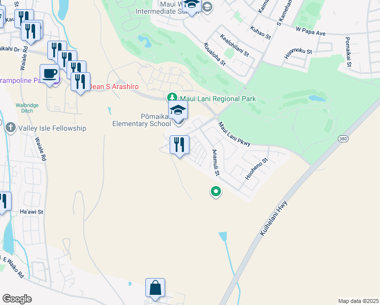 map of restaurants, bars, coffee shops, grocery stores, and more near 216 Alake St in Kahului